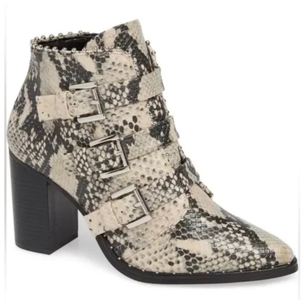 STEVE MADDEN Humble Triple Buckle Boots in Vegan Snake Snakeskin Leather. Sz 10